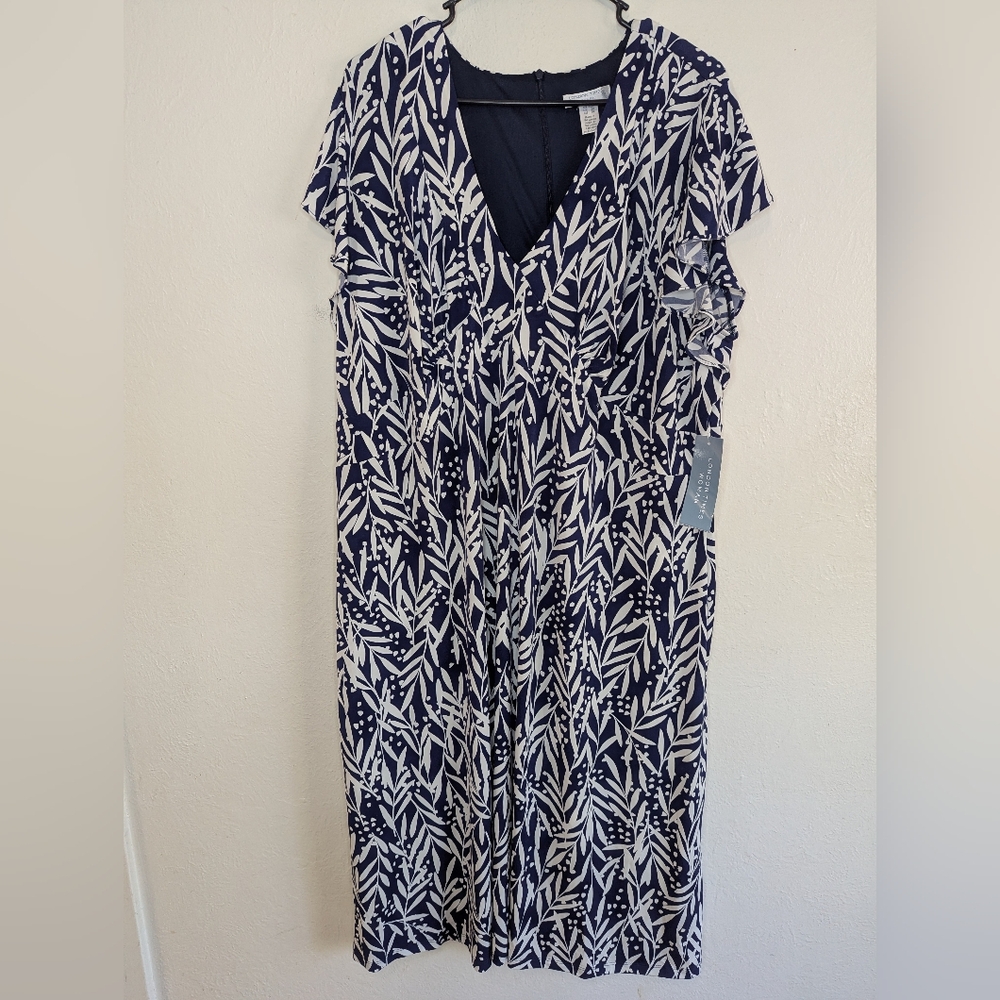 NWT London Times Flutter Sleeve Midi Dress Women's Size 24W